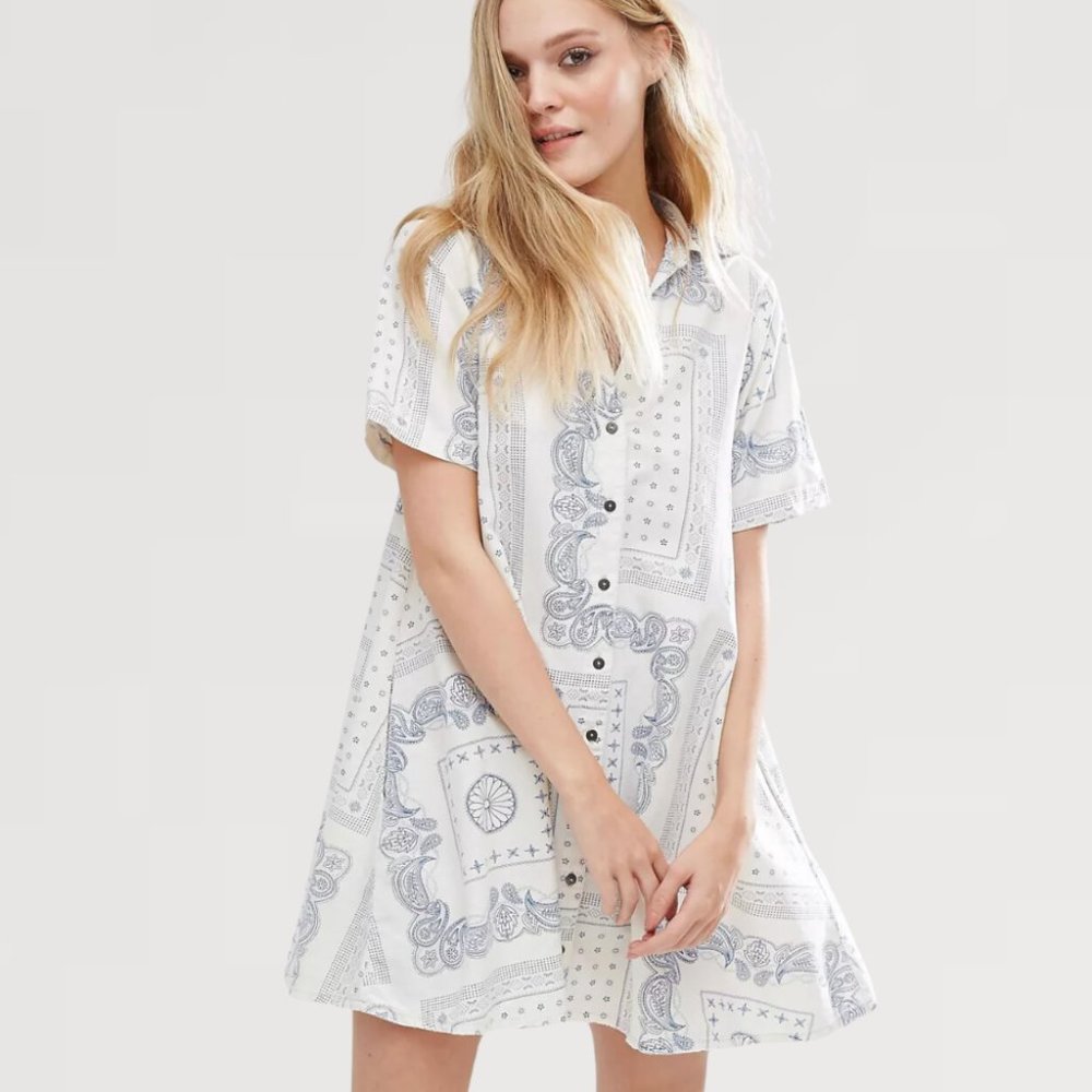 RARE | Current/Elliott | Badass Bandana Rolled Sleeve Shirt Dress | Size XS